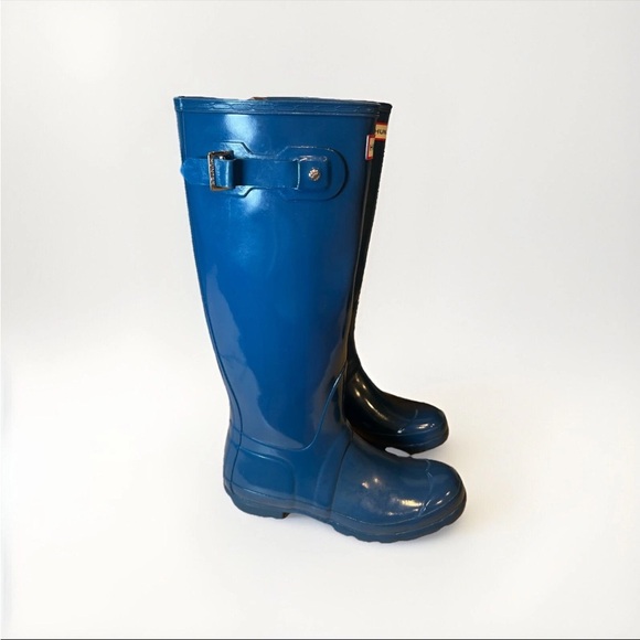 Hunter Boots Original Gloss Tall 6M Turquoise Teal - Picture 3 of 6